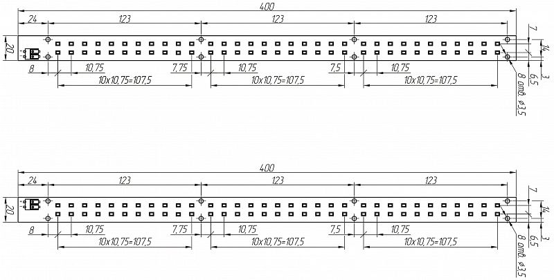 Светодиодный модуль Module 400x20 3x22 AL1.5 2835 580 x1 DL250 АРГОС-ЭЛЕКТРОН  по лучшей цене с доставкой - интернет-магазин Прогрессивные решения