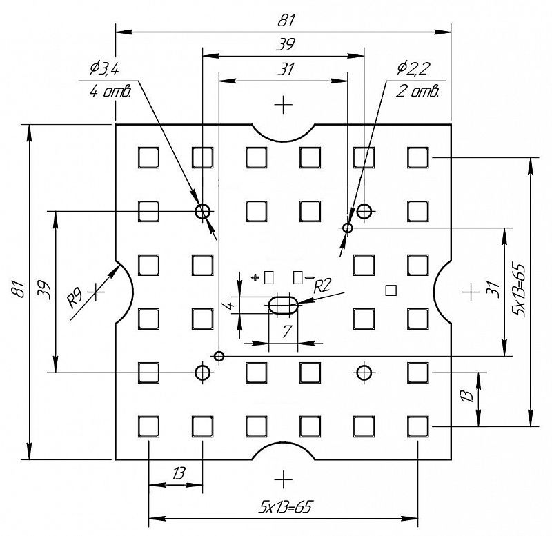 Светодиодный модуль MODULE 81x81 AL1.5 4x7 5050 740 QH2 АРГОС-ЭЛЕКТРОН  по лучшей цене с доставкой - интернет-магазин Прогрессивные решения
