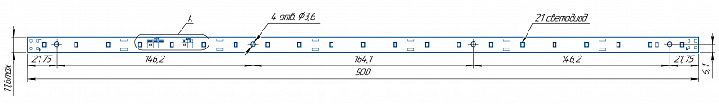 Светодиодный модуль LINE 500x11.6 AL1 3x7 Refond 2835 THA CRI80 50KE50-C АРГОС-ЭЛЕКТРОН  по лучшей цене с доставкой - интернет-магазин Прогрессивные решения
