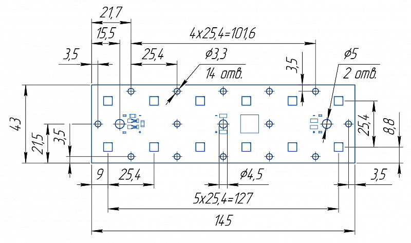 Светодиодный модуль MODULE 145x43 AL1.5 2x6 Refond 5050 QH2 CRI70 5000K SMD2X2 АРГОС-ЭЛЕКТРОН  по лучшей цене с доставкой - интернет-магазин Прогрессивные решения