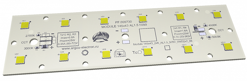 Светодиодный модуль MODULE 145x43 AL1.5 2x6 Refond 5050 QH2 CRI70 4000K