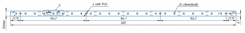 Светодиодный модуль LINE 500x11.6 AL1 3x8 Refond 2835 THA CRI80 50KE50-C АРГОС-ЭЛЕКТРОН  по лучшей цене с доставкой - интернет-магазин Прогрессивные решения